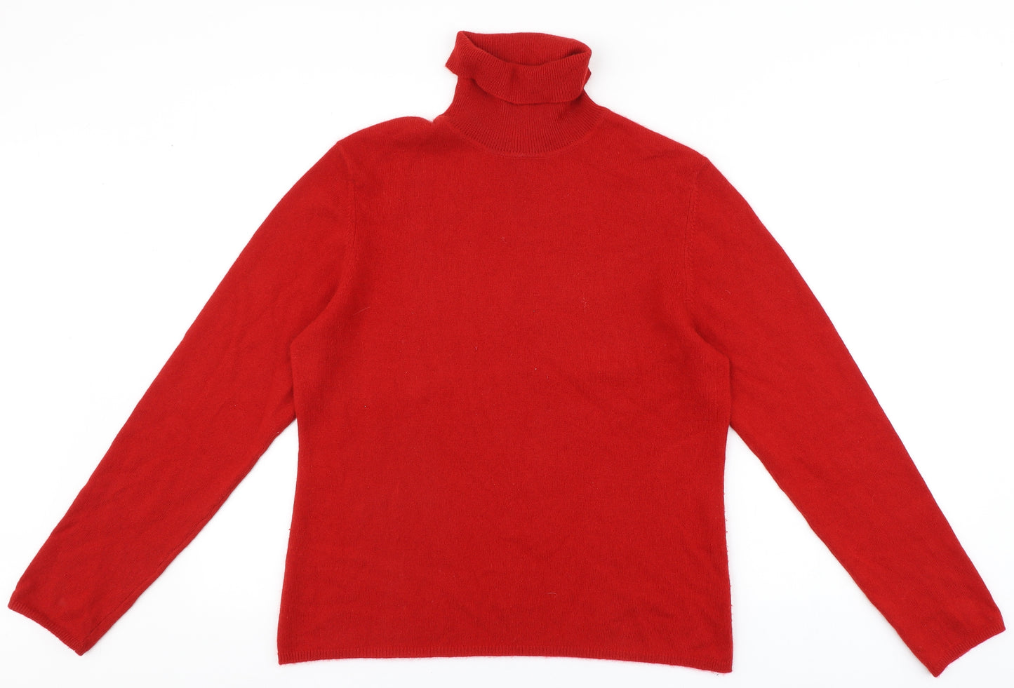 Charter Club Womens Red Roll Neck  100% Cashmere Pullover Jumper Size L