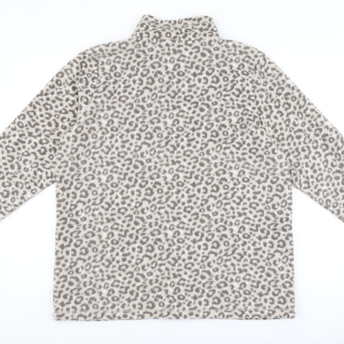 TU Womens Beige Animal Print 100% Polyester Full Zip Sweatshirt Size 18   - Fleece