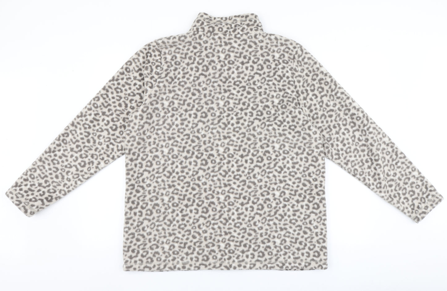 TU Womens Beige Animal Print 100% Polyester Full Zip Sweatshirt Size 18   - Fleece