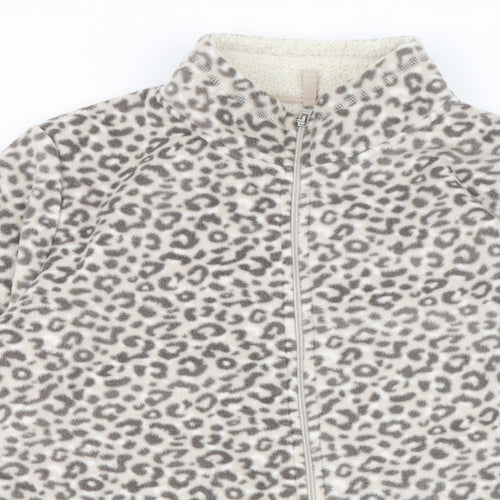 TU Womens Beige Animal Print 100% Polyester Full Zip Sweatshirt Size 18   - Fleece