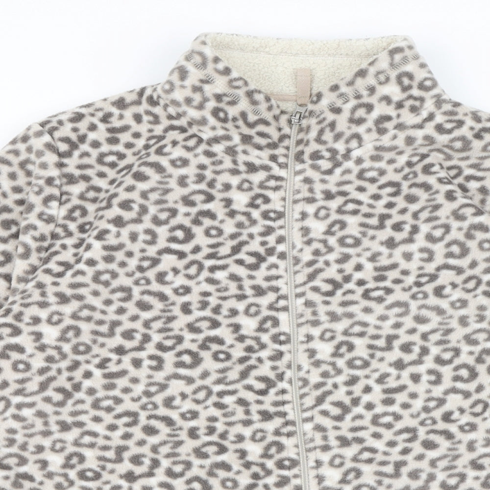 TU Womens Beige Animal Print 100% Polyester Full Zip Sweatshirt Size 18   - Fleece
