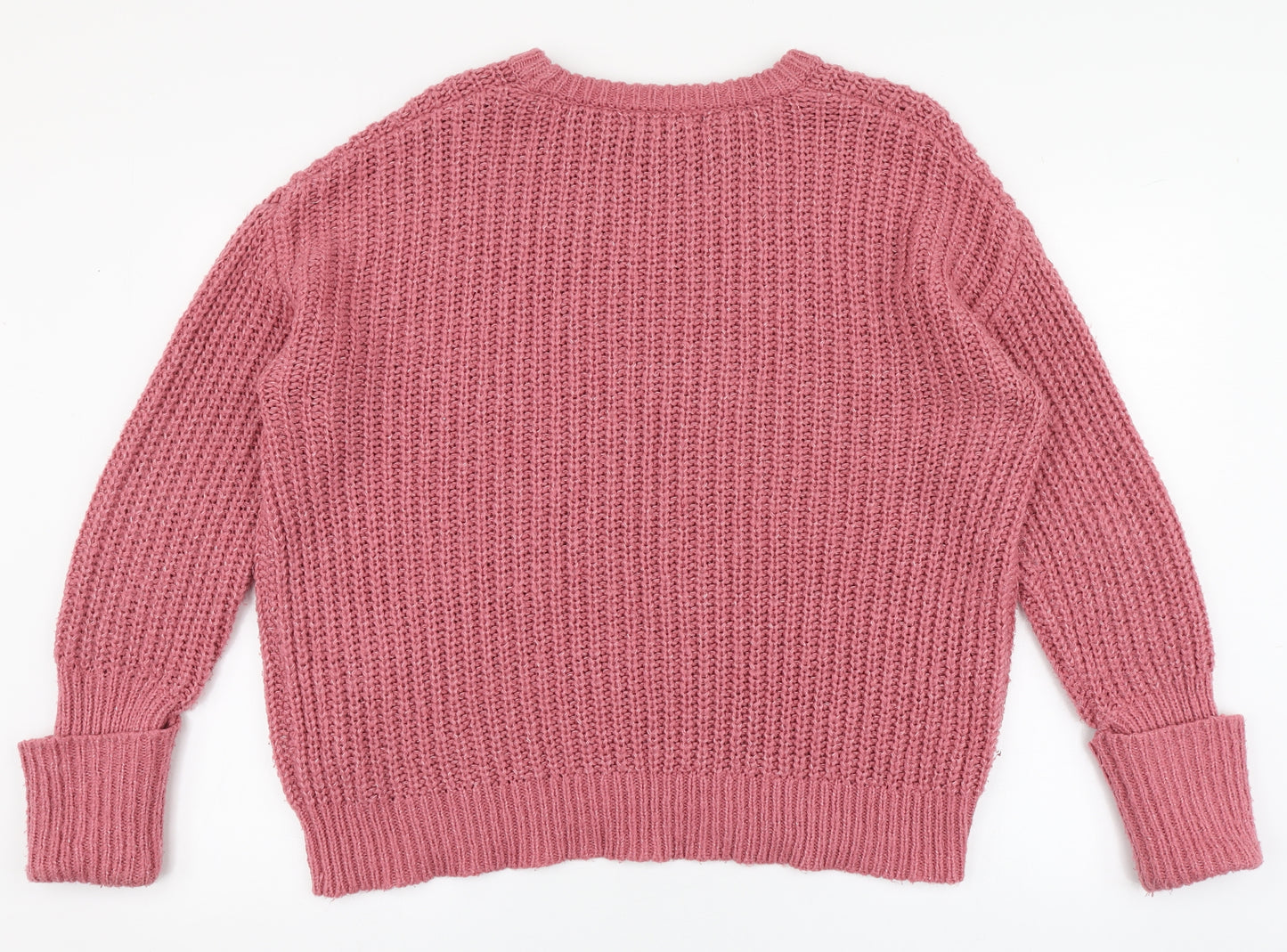 George Womens Pink Round Neck  Acrylic Pullover Jumper Size 16