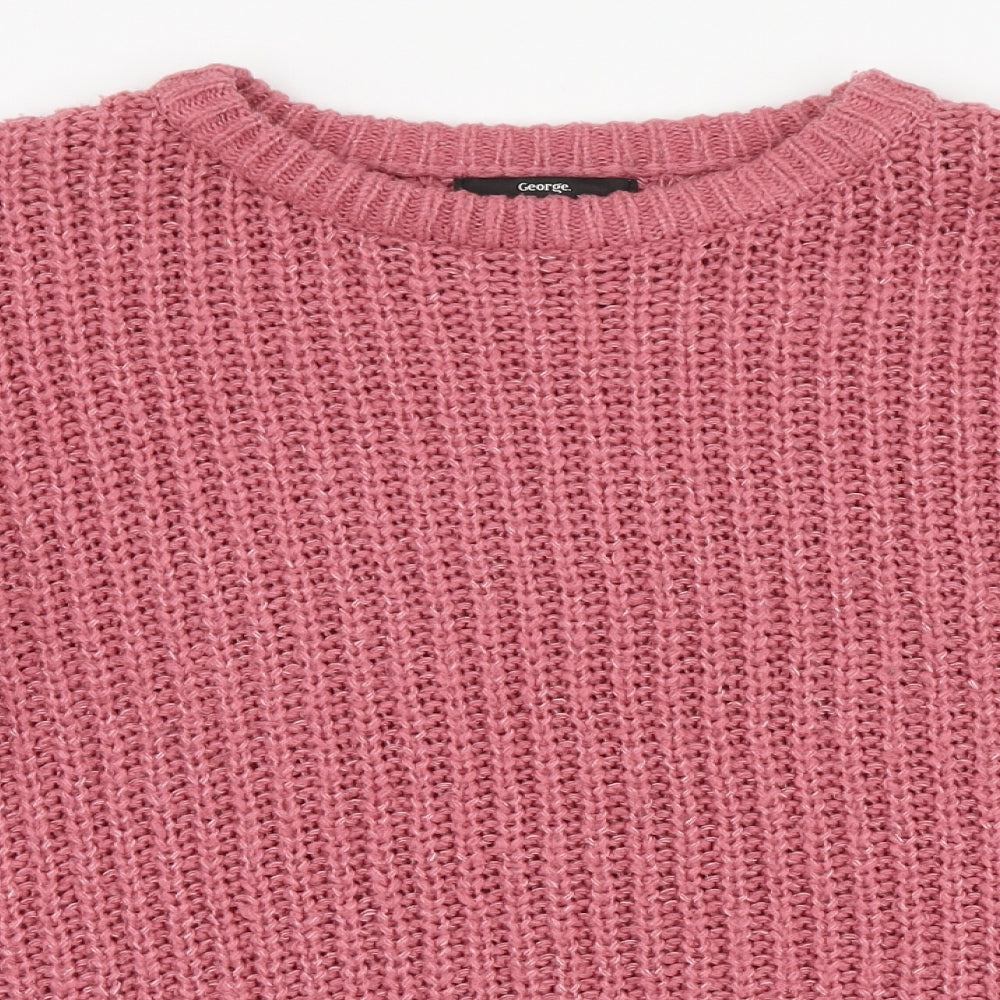George Womens Pink Round Neck  Acrylic Pullover Jumper Size 16