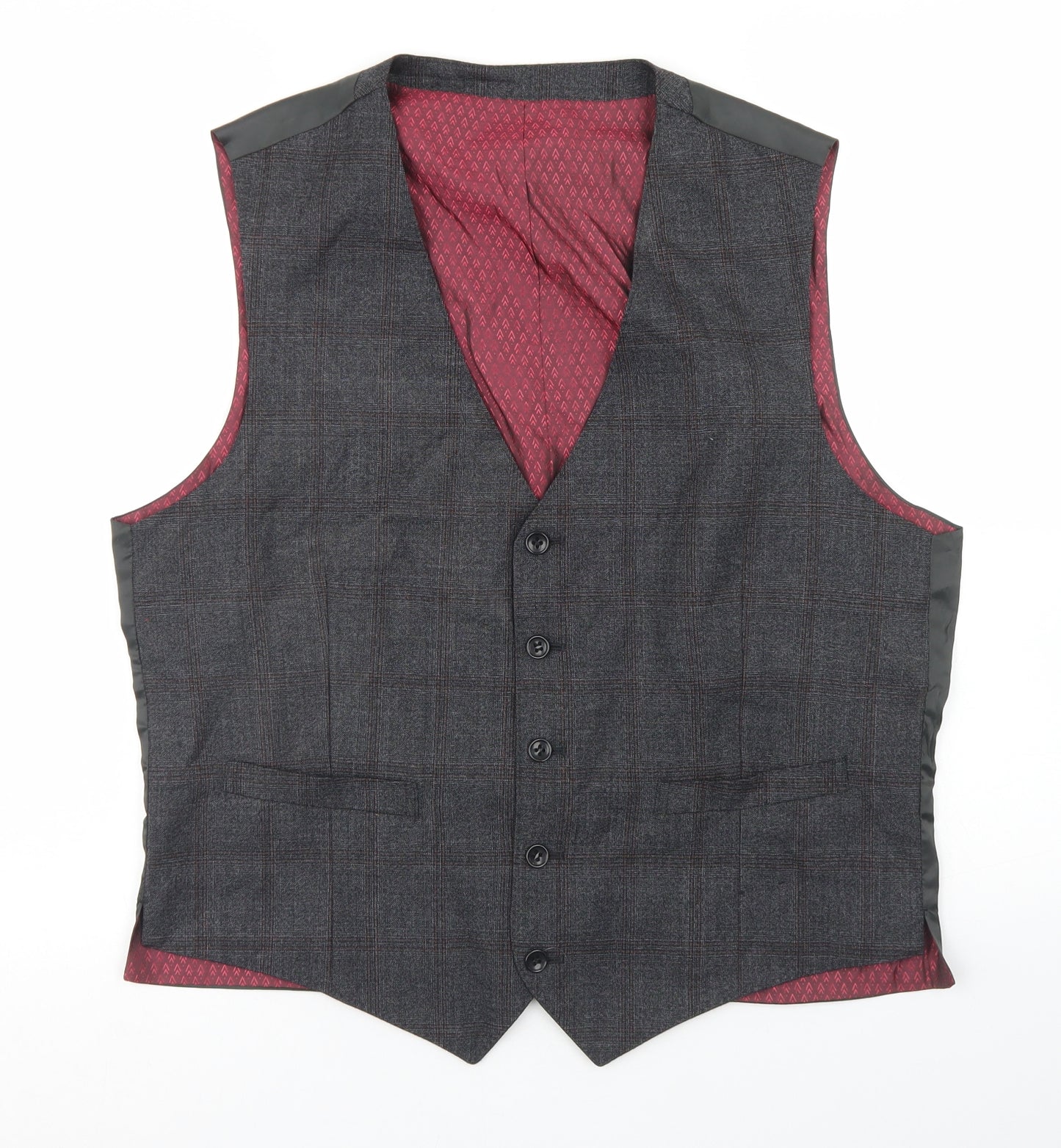 Douglas Mens Grey Plaid Wool Jacket Suit Waistcoat Size 42