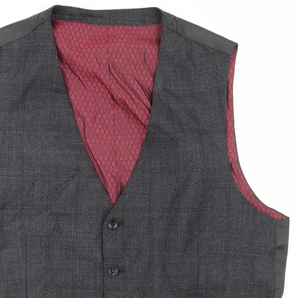 Douglas Mens Grey Plaid Wool Jacket Suit Waistcoat Size 42