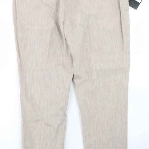 Taylor & Wright Mens Beige  Linen Dress Pants Trousers Size 36 L29 in Slim Hook & Eye - Short Leg