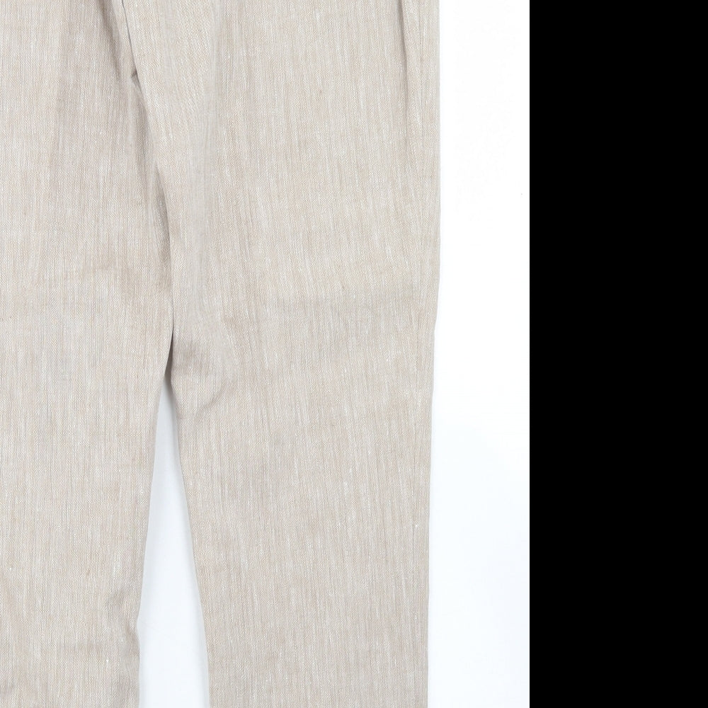 Taylor & Wright Mens Beige  Linen Dress Pants Trousers Size 36 L29 in Slim Hook & Eye - Short Leg