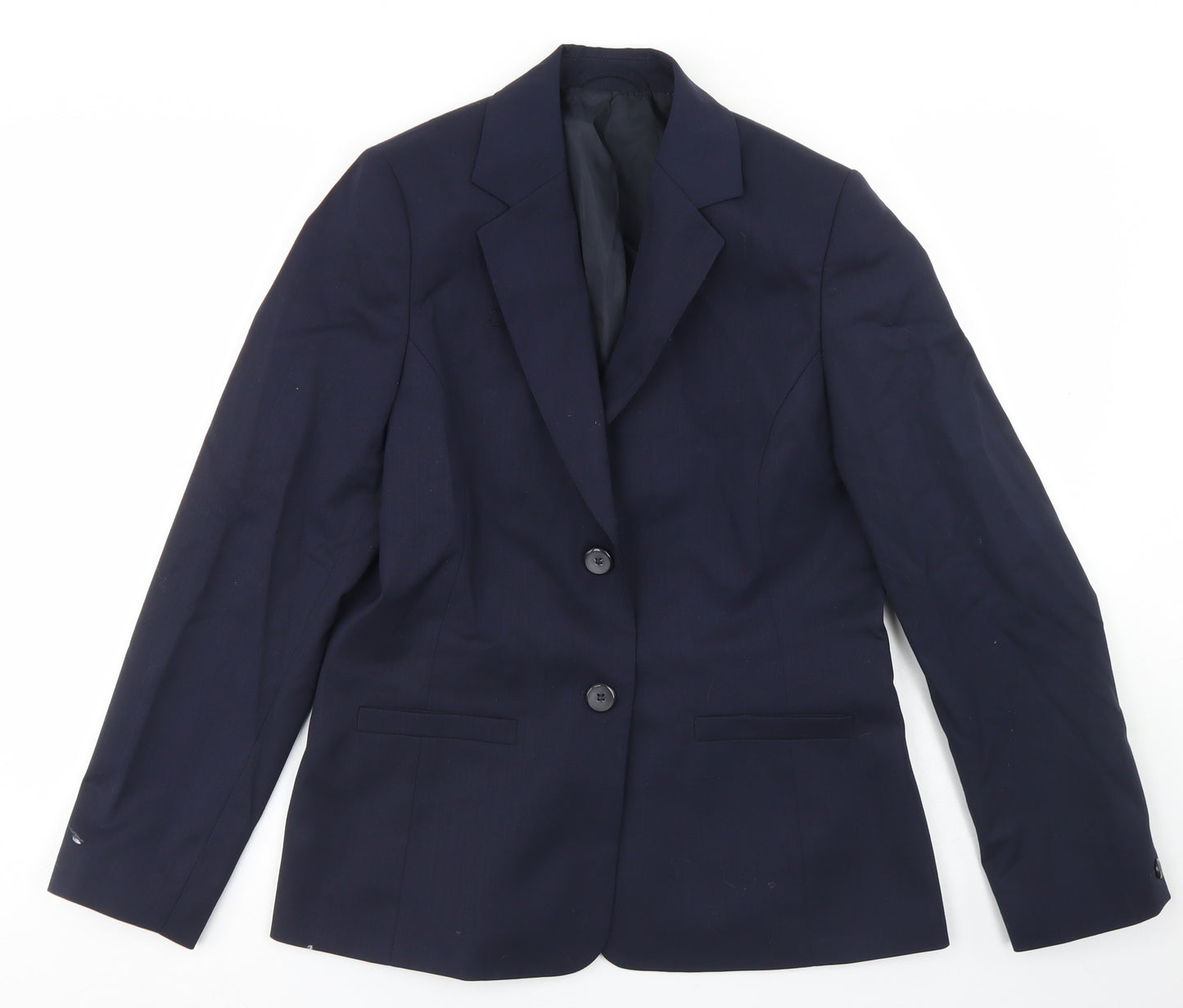Preworn Womens Blue  Wool Jacket Blazer Size 10
