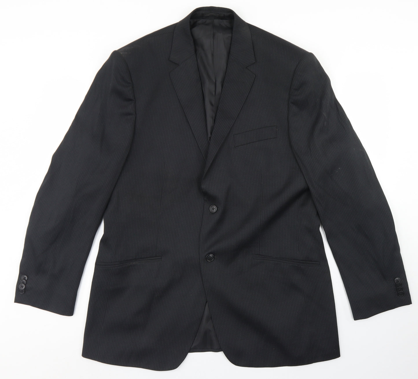 F&F Mens Black Striped Polyester Jacket Blazer Size 42