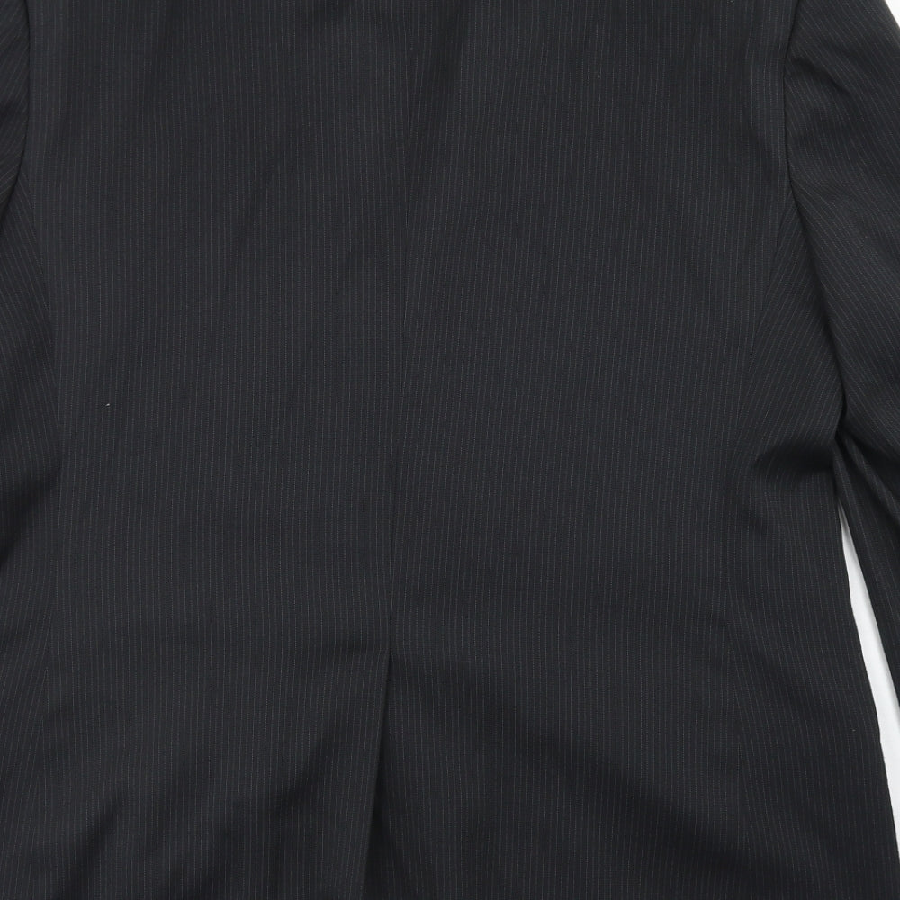 F&F Mens Black Striped Polyester Jacket Blazer Size 42