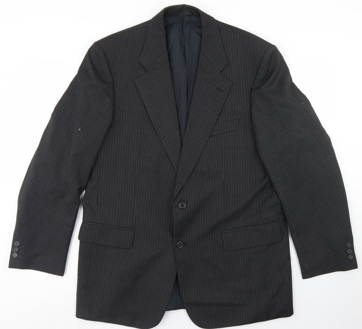 Wellington Mens Black Striped Wool Jacket Blazer Size 42