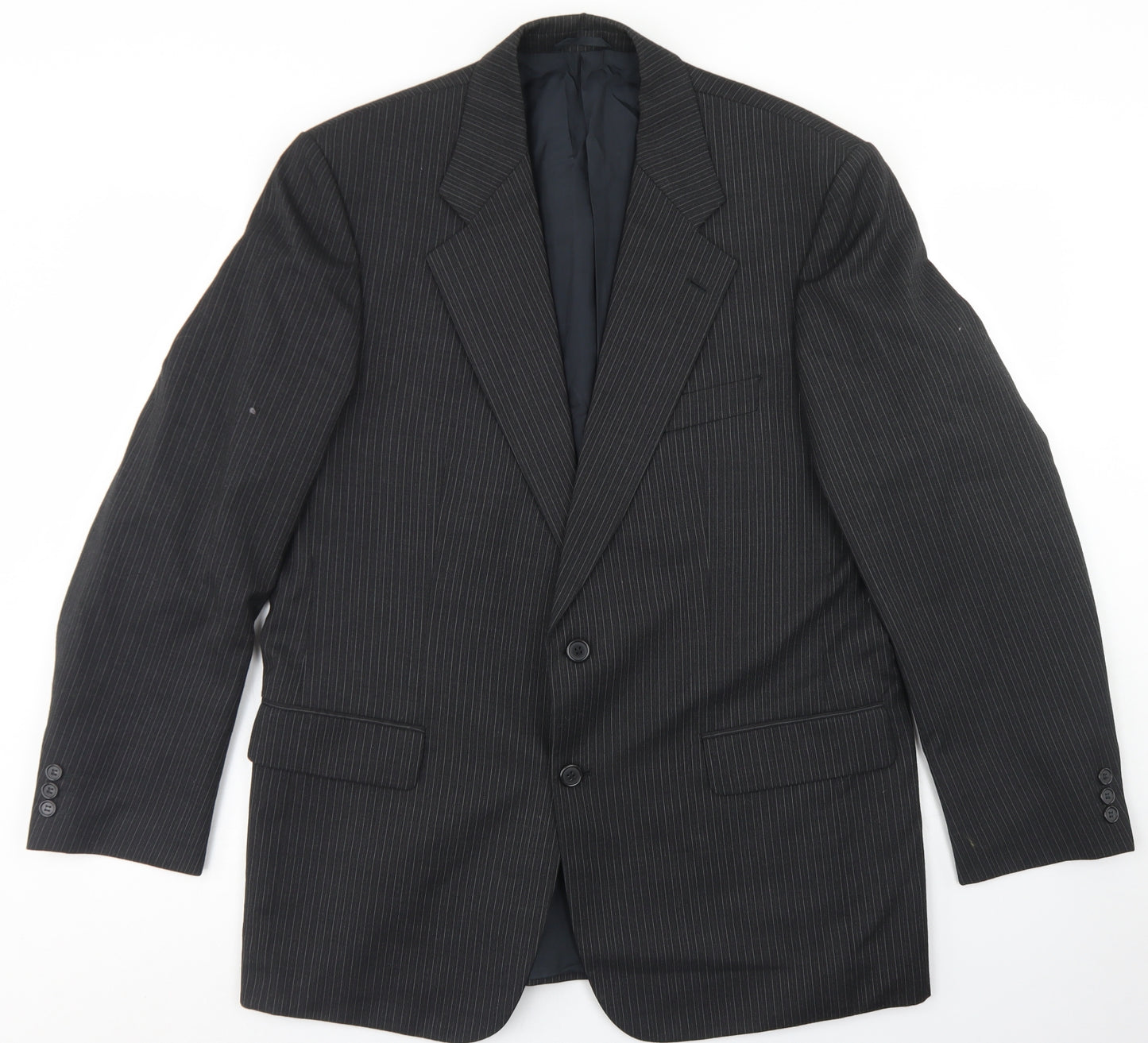Wellington Mens Black Striped Wool Jacket Blazer Size 42