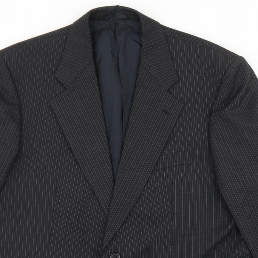 Wellington Mens Black Striped Wool Jacket Blazer Size 42