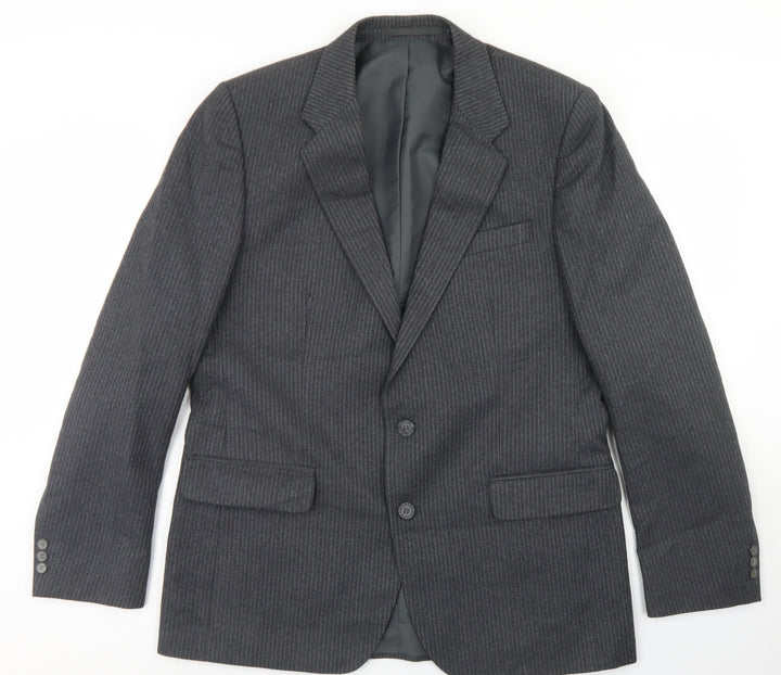 Wellington Mens Grey Striped Wool Jacket Blazer Size 38
