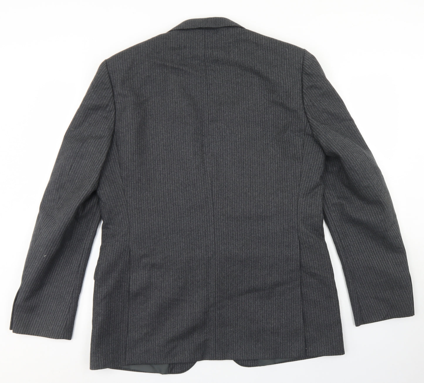 Wellington Mens Grey Striped Wool Jacket Blazer Size 38