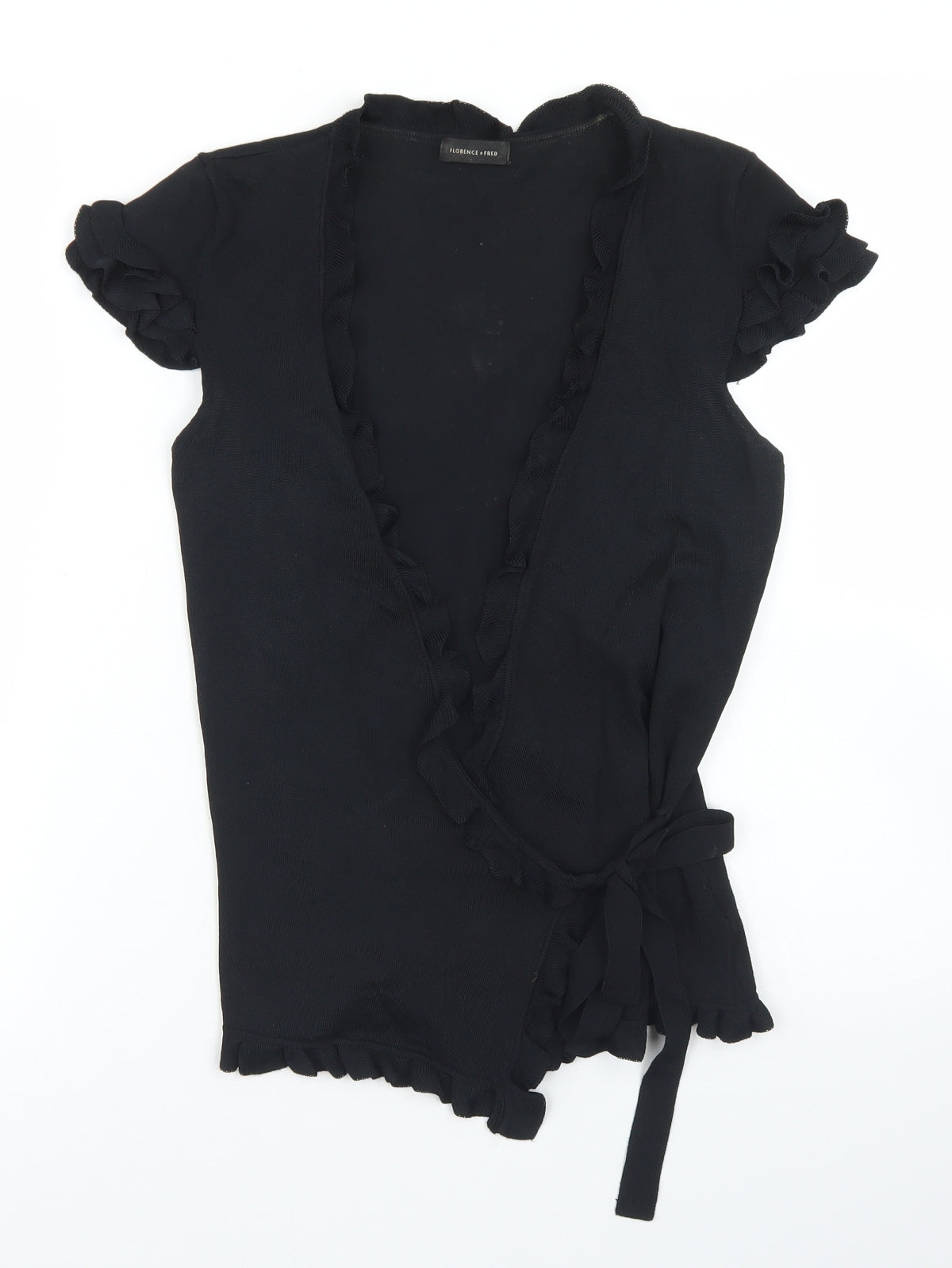 Florence + Fred Womens Black  Viscose Wrap Blouse Size 8 V-Neck