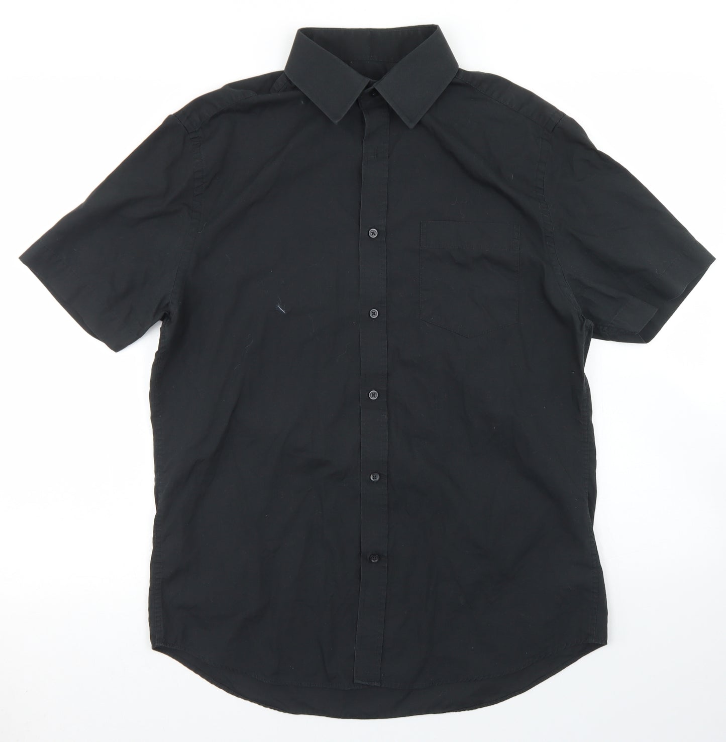 Tailor & Cutter Mens Black  Polyester  Dress Shirt Size 15.5 Collared Button