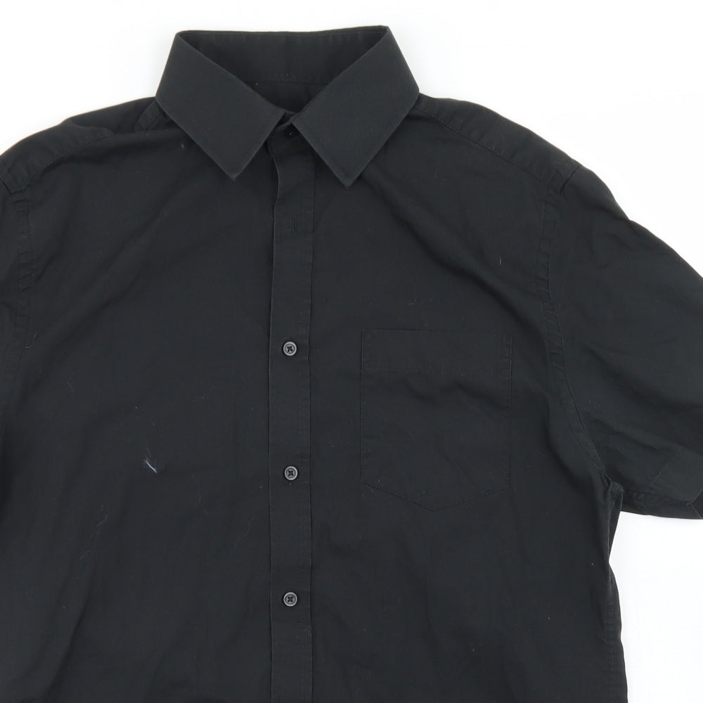 Tailor & Cutter Mens Black  Polyester  Dress Shirt Size 15.5 Collared Button