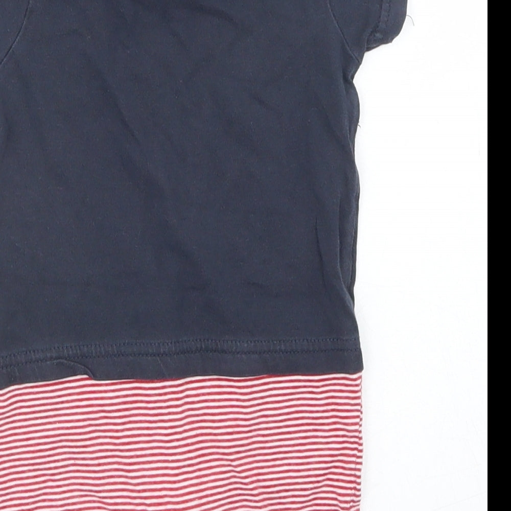 Junior J Boys Blue Striped Cotton Romper One-Piece Size 6-9 Months  Snap - Whales