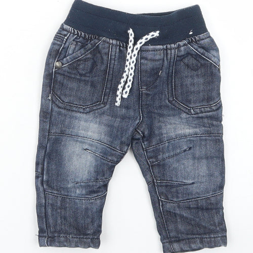Denim Co Boys Blue  Cotton Cargo Jeans Size 3-6 Months  Drawstring