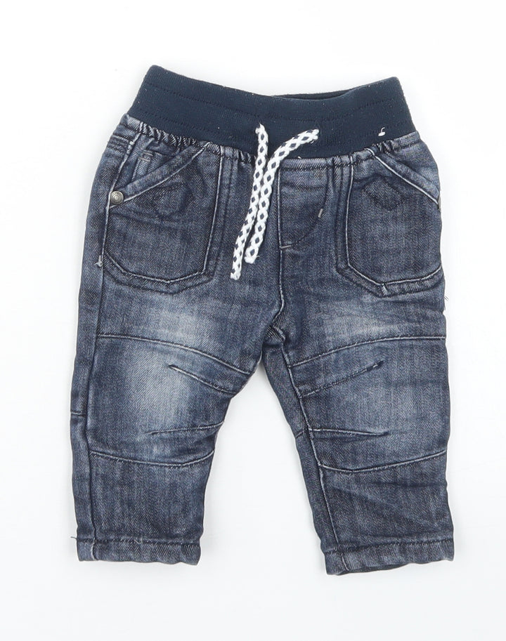 Denim Co Boys Blue  Cotton Cargo Jeans Size 3-6 Months  Drawstring