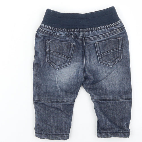Denim Co Boys Blue  Cotton Cargo Jeans Size 3-6 Months  Drawstring