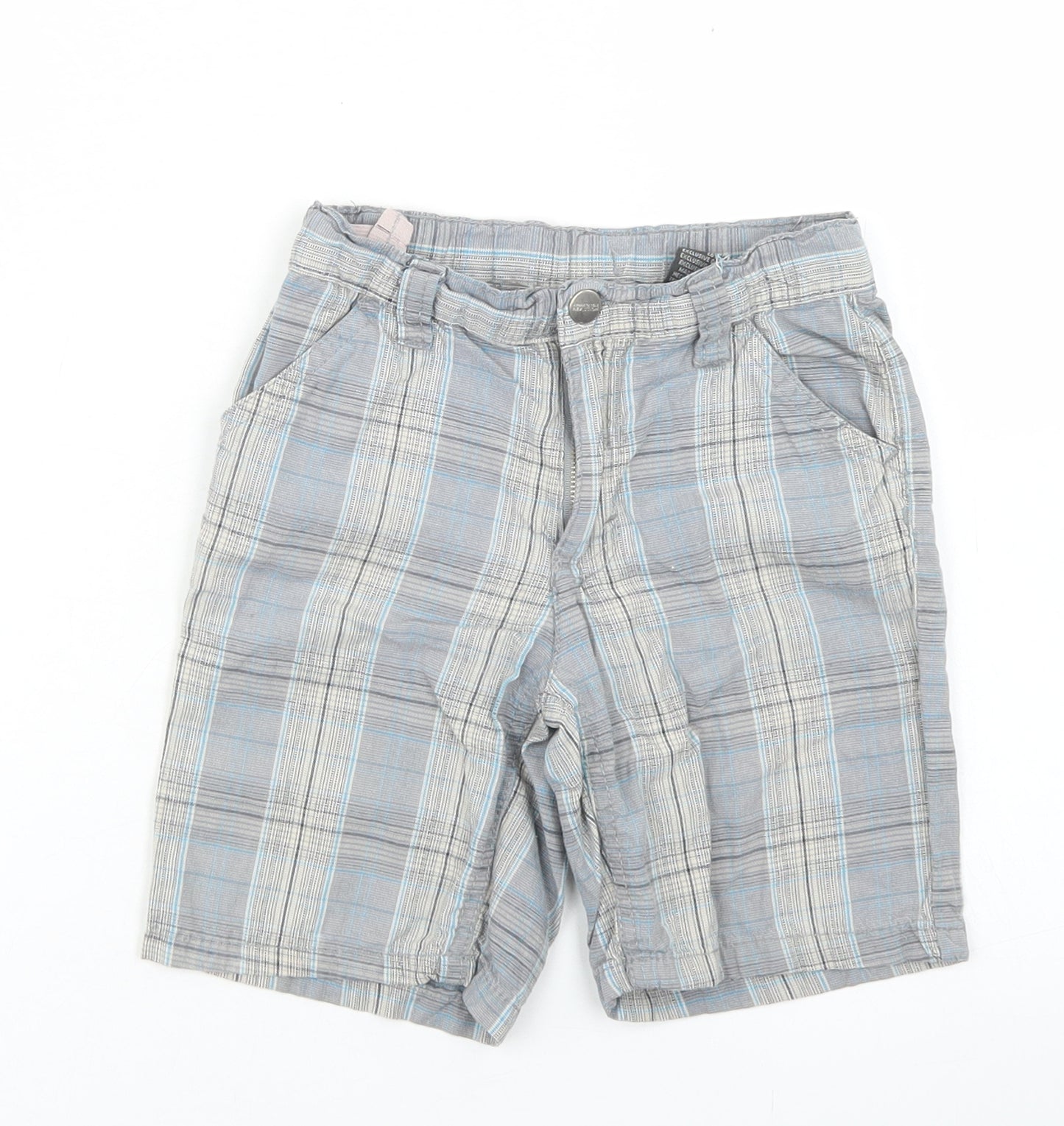 Kenneth Cole Reaction Boys Blue Plaid Cotton Chino Shorts Size 2 Years  Regular Snap