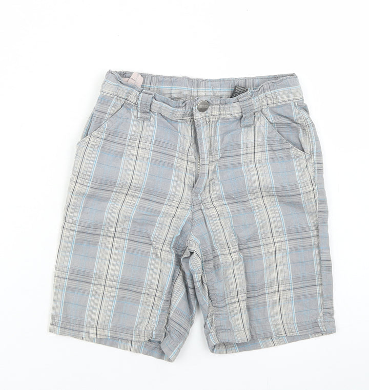 Kenneth Cole Reaction Boys Blue Plaid Cotton Chino Shorts Size 2 Years  Regular Snap