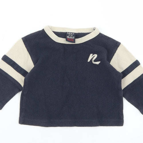 NEXT Boys Blue  Cotton Ringer T-Shirt Size 6-9 Months Crew Neck