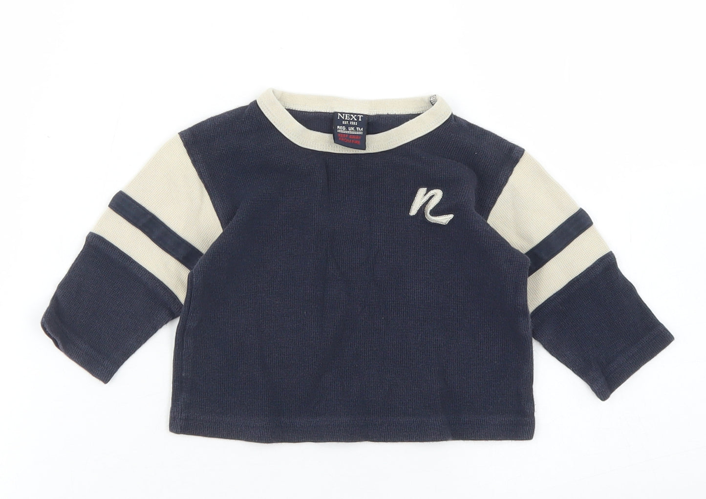 NEXT Boys Blue  Cotton Ringer T-Shirt Size 6-9 Months Crew Neck