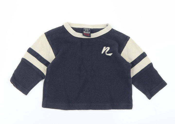 NEXT Boys Blue  Cotton Ringer T-Shirt Size 6-9 Months Crew Neck