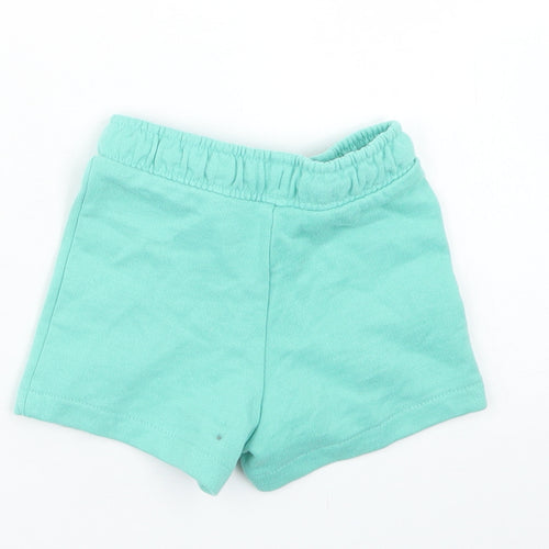 M&S Girls Blue  Cotton Cropped Trousers Size 3-6 Months  Drawstring - Shorts