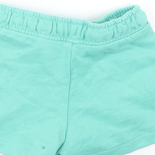 M&S Girls Blue  Cotton Cropped Trousers Size 3-6 Months  Drawstring - Shorts