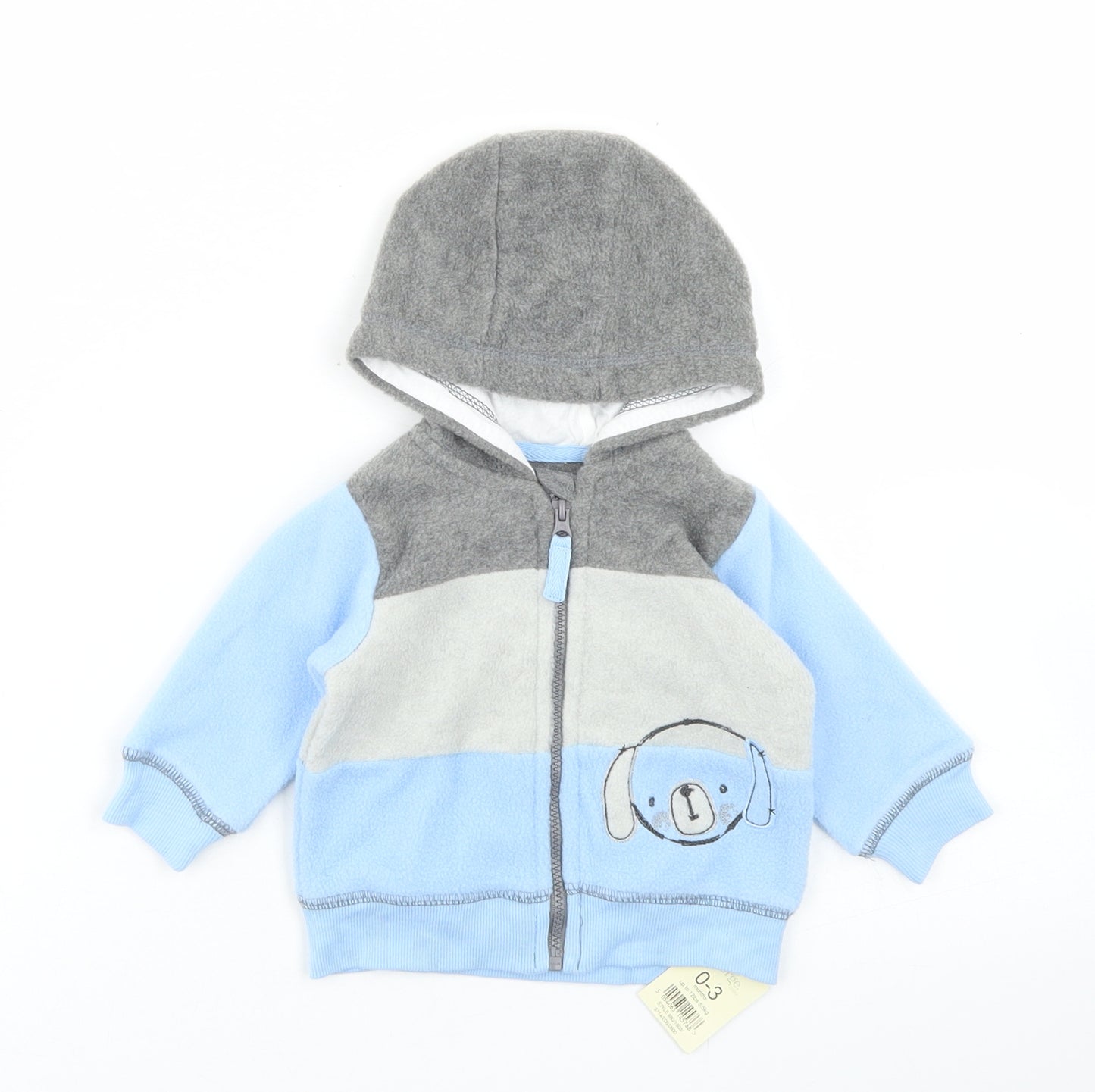 George Boys Blue Colourblock  Jacket  Size 0-3 Months   Zip - Bear