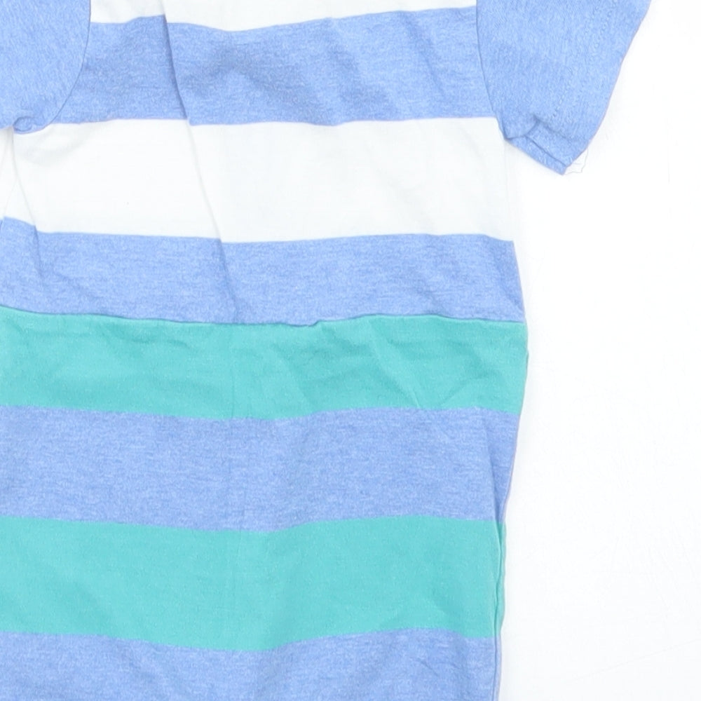 Nutmeg Boys Blue Striped Cotton Romper One-Piece Size 0-3 Months  Snap
