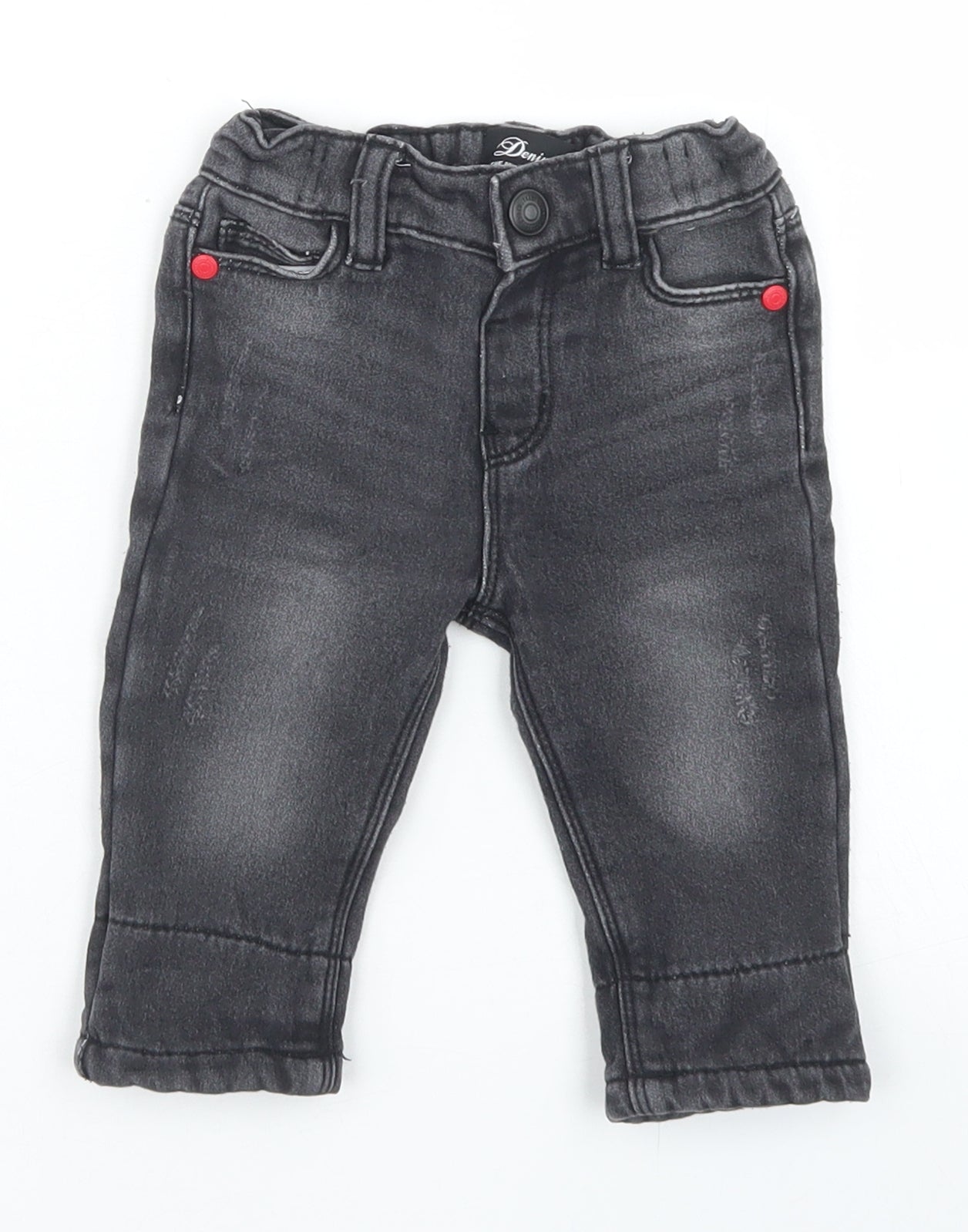 Denim Co Boys Black  Cotton Cargo Jeans Size 3-6 Months  Snap