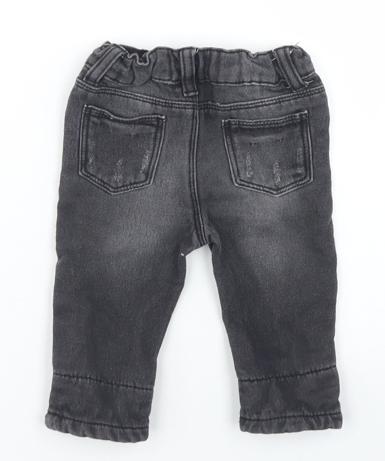 Denim Co Boys Black  Cotton Cargo Jeans Size 3-6 Months  Snap