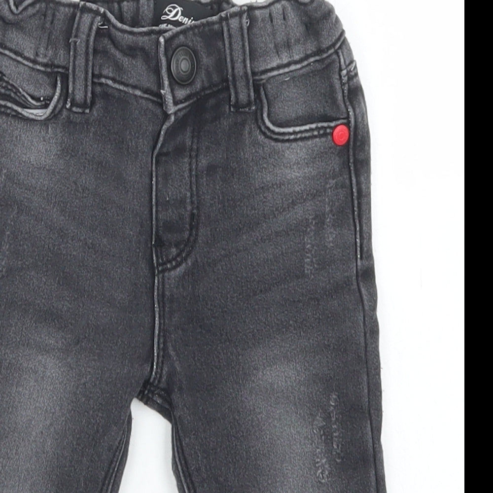 Denim Co Boys Black  Cotton Cargo Jeans Size 3-6 Months  Snap