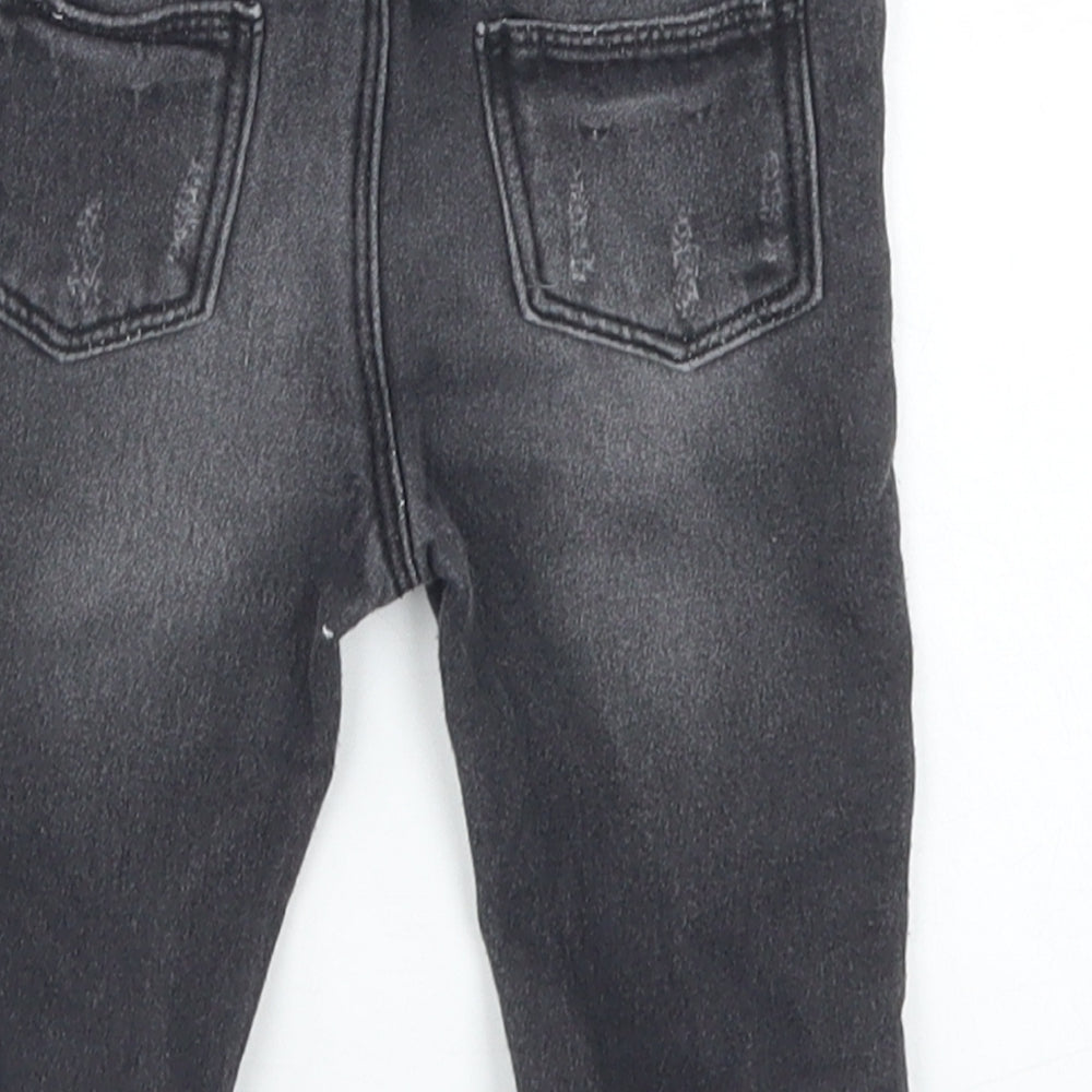 Denim Co Boys Black  Cotton Cargo Jeans Size 3-6 Months  Snap