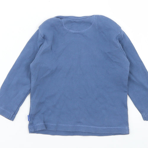 Imps & Elfs Boys Blue  Cotton Basic T-Shirt Size 6-9 Months Crew Neck