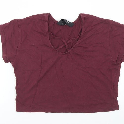 915 Generation Girls Purple  Cotton Cropped T-Shirt Size 9 Years Scoop Neck