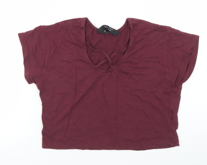 915 Generation Girls Purple Cotton Cropped T-Shirt Size 9 Years Scoop Neck