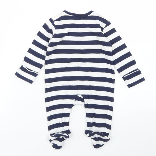 George Boys Blue Striped Cotton Babygrow One-Piece Size 0-3 Months  Snap - Co Pilot Aeroplanes