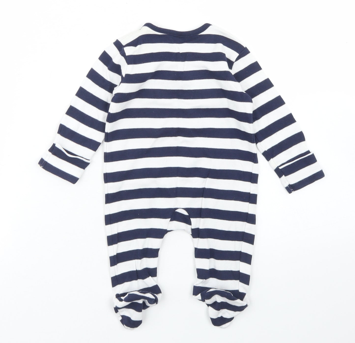 George Boys Blue Striped Cotton Babygrow One-Piece Size 0-3 Months  Snap - Co Pilot Aeroplanes