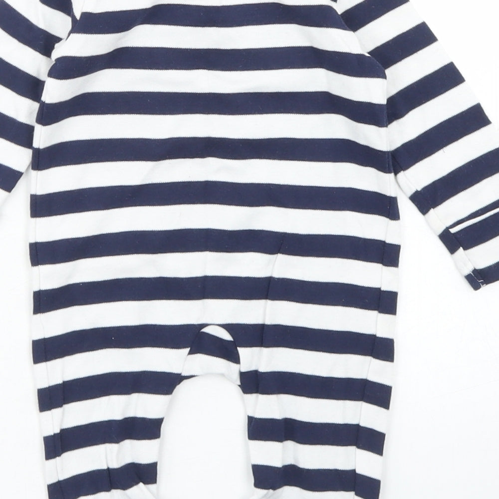 George Boys Blue Striped Cotton Babygrow One-Piece Size 0-3 Months  Snap - Co Pilot Aeroplanes