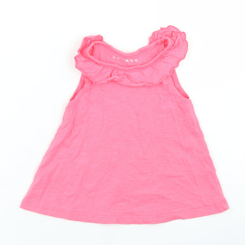 Nutmeg Girls Pink  Cotton Basic Tank Size 12-18 Months Crew Neck