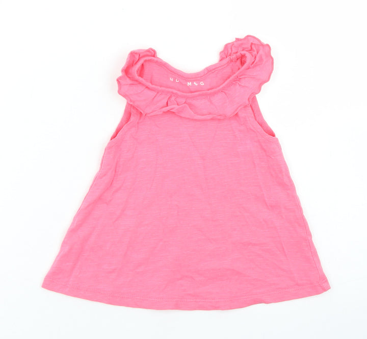 Nutmeg Girls Pink  Cotton Basic Tank Size 12-18 Months Crew Neck