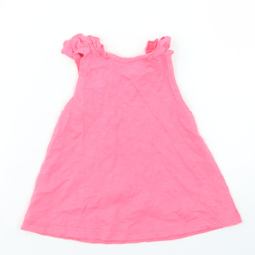 Nutmeg Girls Pink  Cotton Basic Tank Size 12-18 Months Crew Neck