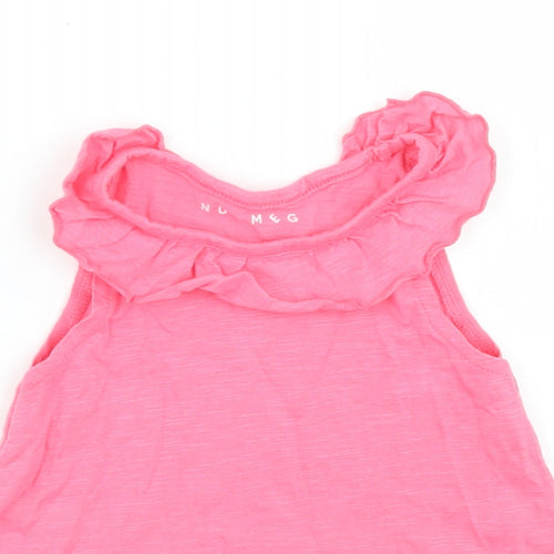 Nutmeg Girls Pink  Cotton Basic Tank Size 12-18 Months Crew Neck