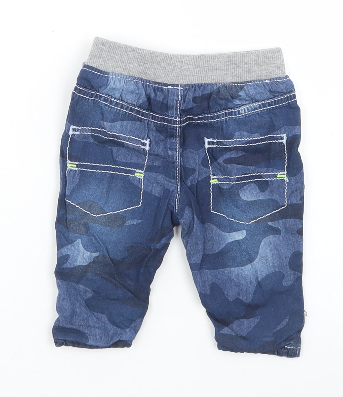 Nutmeg Boys Blue Camouflage Cotton Cargo Jeans Size 0-3 Months  Drawstring